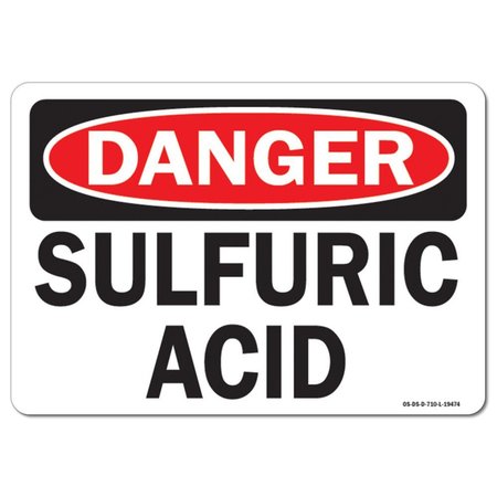 SIGNMISSION Safety Sign, OSHA Danger, 12" Height, 18" Width, Sulfuric Acid, Landscape, D-1218-L-19474 OS-DS-D-1218-L-19474